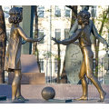 Garden decoration children playing boy and girl bronze sculptures